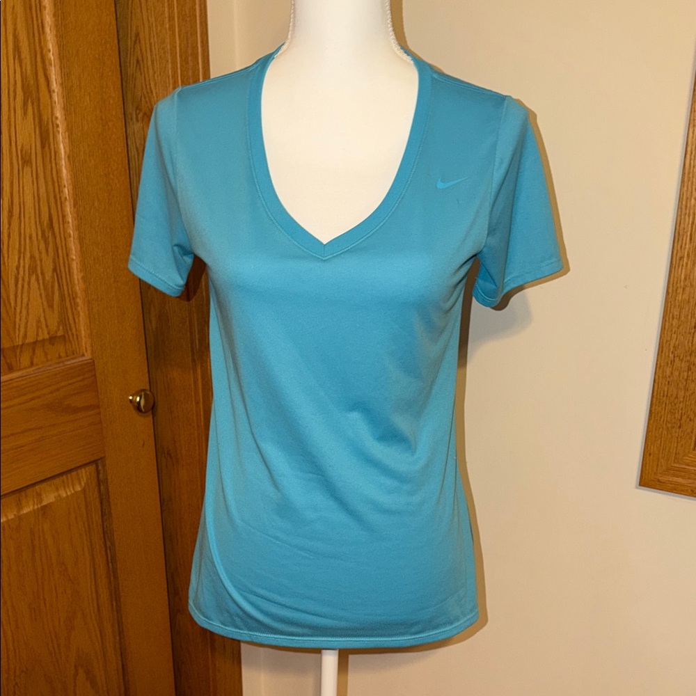 Nike Women's Blue V-Neck Top The Nike Tee Dri Fit